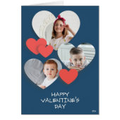 トレンディーハートフォトコラージュブルーグリーティングカード (正面)