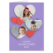 トレンディーハートフォトコラージュラベンダーグリーティングカード (正面)