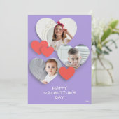 トレンディーハートフォトコラージュラベンダーグリーティングカード シーズンカード (スタンド正面)