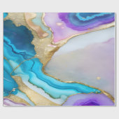 トレンディーバイオレットブルー金ゴールド大理石花崗岩 ラッピングペーパー (フラット)