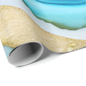 トレンディーバイオレットブルー金ゴールド大理石花崗岩 ラッピングペーパー (ロールコーナー)