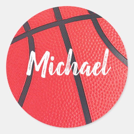 トレンディーバスケットボールユーザー名の追加パーソナライズされた ラウンドシール (正面)