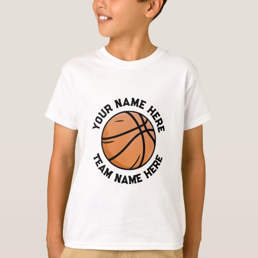 トレンディーバスケットボールユーザー名の追加パーソナライズされた Tシャツ (正面)