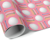 トレンディーバブルグムピンクゴルフボールとティーギフト ラッピングペーパー (ロールコーナー)