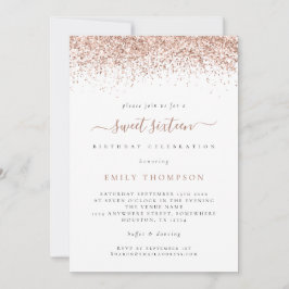 トレンディーバラグリッタースウィート16バースデーパーティー招待状 招待状