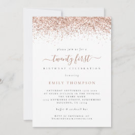 トレンディーバラグリッタースクリプト21st誕生日パーティー 招待状