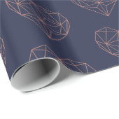 トレンディーバラゴールドフォイルジオメトリックハートネイビーブルー ラッピングペーパー (ロールコーナー)