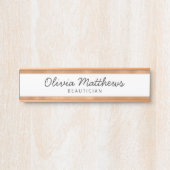 トレンディーバラゴールドフォイルストライプズモダン名 サインプレート (正面)