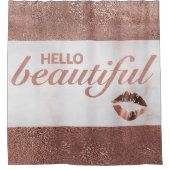 トレンディーバラゴールドフォイルマーブルハロービューティフル シャワーカーテン (正面)