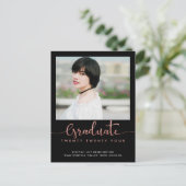 トレンディーバラゴールドフォイル卒業スクリプトフォト 案内ポストカード (スタンド正面)