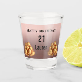 トレンディーバラピンク金ゴールドバルーン21歳の誕生日 ショットグラス
