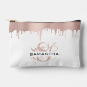 トレンディーバラピンク金ゴールドメタリックドリップスモノグラム アクセサリーポーチ (正面)