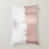 トレンディーバラピンク金ゴールドメタリックドリップスモノグラム アクセントクッション (正面(垂直))