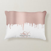トレンディーバラピンク金ゴールドメタリックドリップスモノグラム アクセントクッション (裏面)