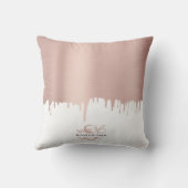 トレンディーバラピンク金ゴールドメタリックドリップスモノグラム クッション (裏面)