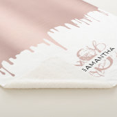 トレンディーバラピンク金ゴールドメタリックドリップスモノグラム シェルパブランケット (3/4)