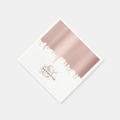 トレンディーバラピンク金ゴールドメタリックドリップスモノグラム スタンダードカクテルナプキン (角)