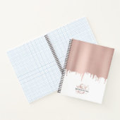 トレンディーバラピンク金ゴールドメタリックドリップスモノグラム ノートブック (内部)