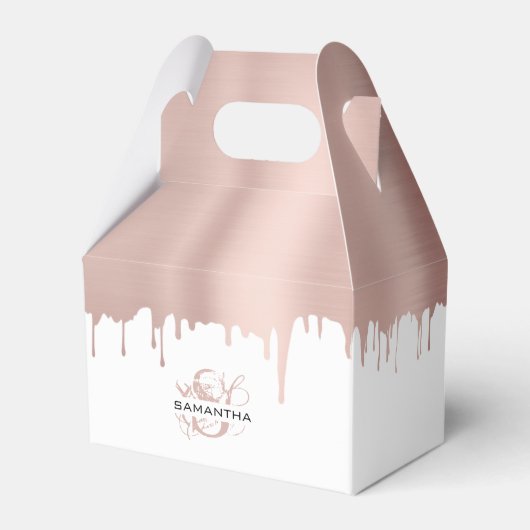 トレンディーバラピンク金ゴールドメタリックドリップスモノグラム フェイバーボックス (正面サイド)