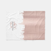 トレンディーバラピンク金ゴールドメタリックドリップスモノグラム フリースブランケット (正面(横))