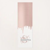 トレンディーバラピンク金ゴールドメタリックドリップスモノグラム ヨガマット (正面)