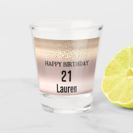 トレンディーバラピンク金ゴールドメタリックドリップ21歳の誕生日 ショットグラス