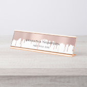 トレンディーバラピンク金ゴールドメタリックドリップ デスクネームプレート (正面)