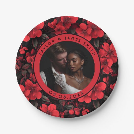 トレンディーバラブライダルシャワープレート結婚の保 ペーパープレート (正面)