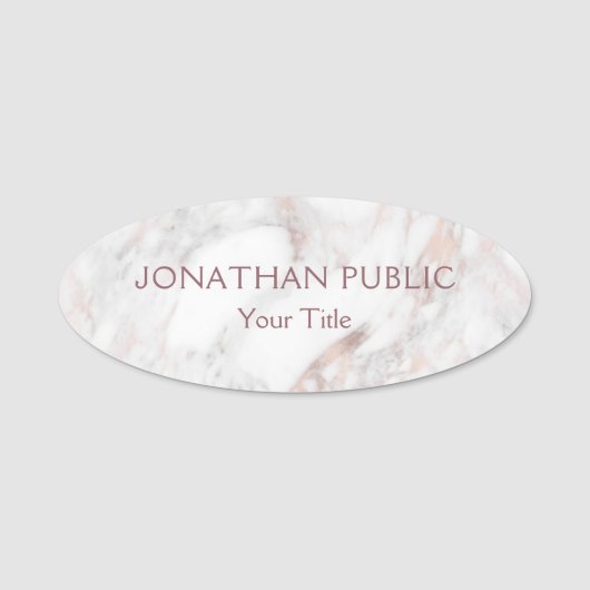 トレンディーバラマーブルエレガントモダンテンプレート 名札 (正面)