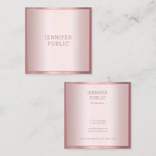 トレンディーバラモダン金ゴールドエレガントシンプルテンプレート スクエア名刺 (正面/裏面)