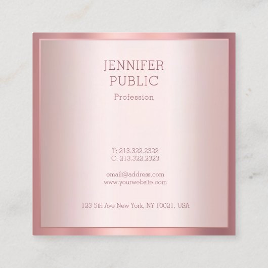 トレンディーバラモダン金ゴールドエレガントシンプルテンプレート スクエア名刺 (裏面)