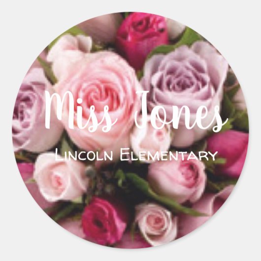 トレンディーバラモノグラム先生デザイン ラウンドシール (正面)