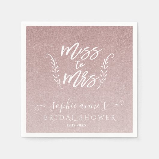 トレンディーバラ恋しく思金ゴールドへブライダルシャワー スタンダードカクテルナプキン (正面)