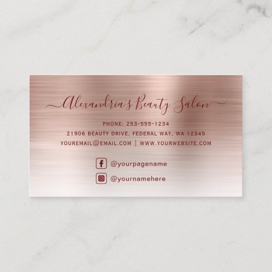 トレンディーバラ金ゴールドグラデーションメイクアップアーティストヘアビジネス コーリングカード (裏面)