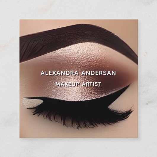 トレンディーバラ金ゴールドグリッターまつげメイクアップアーティスト スクエア名刺 (正面)