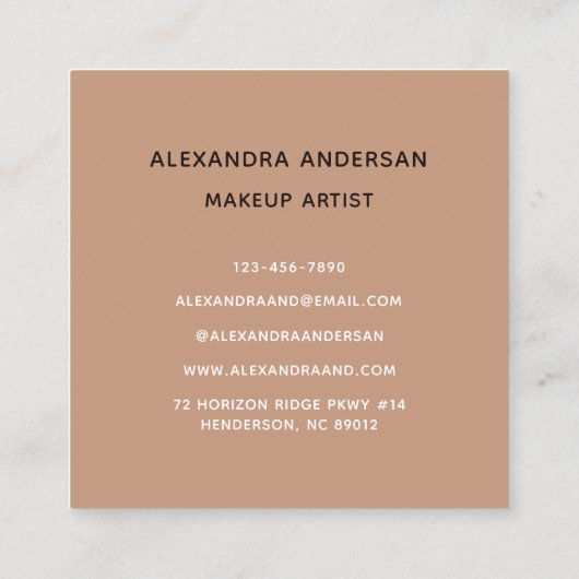 トレンディーバラ金ゴールドグリッターまつげメイクアップアーティスト スクエア名刺 (裏面)