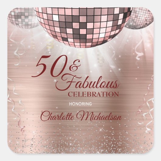トレンディーバラ金ゴールドグリッターグラム50 & Fabulous Disco スクエアシール (正面)