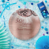 トレンディーバラ金ゴールドグリッターグラム50 & Fabulous Disco ペーパープレート (パーティー)