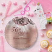 トレンディーバラ金ゴールドグリッターグラム50 & Fabulous Disco ペーパープレート (パーティー)