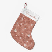 トレンディーバラ金ゴールドグリッタースノーフレークススターパターン スモールクリスマスストッキング (正面 (吊り時))