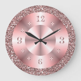 トレンディーバラ金ゴールドグリッタースパークル  ラージ壁時計