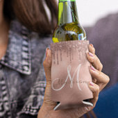 トレンディーバラ金ゴールドグリッタードライモノグラムのプ 缶クーラー