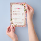 トレンディーバラ金ゴールドグリッターフローラ美しいサロンメニュー チラシ (ハンドル)