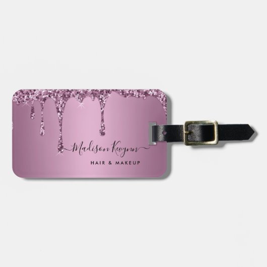 トレンディーバラ金ゴールドグリッターメイクアップアーティストヘアサロン ラゲッジタグ (正面横)