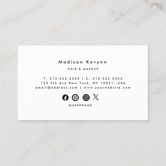 トレンディーバラ金ゴールドグリッターメイクアップアーティストヘアサロン 名刺 (裏面)