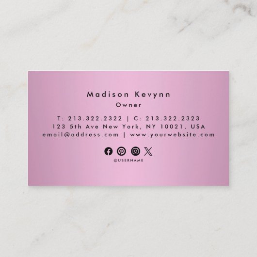 トレンディーバラ金ゴールドグリッターメイクアップアーティストヘアサロン 名刺 (裏面)