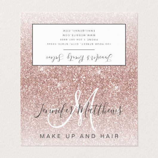 トレンディーバラ金ゴールドグリッターメークアップアーティストヘアサロン 名刺 (外部フラット)