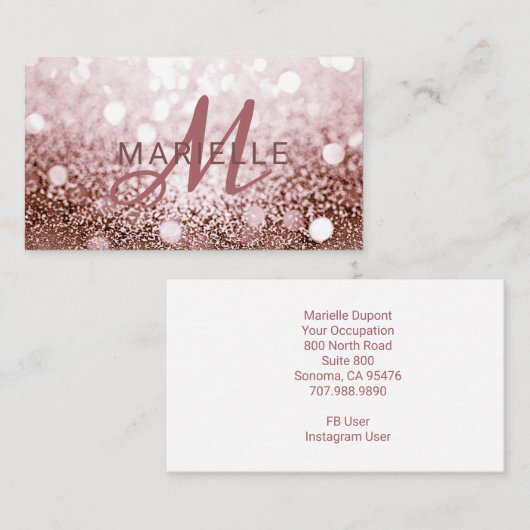 トレンディーバラ金ゴールドグリッターモノグラム 名刺 (正面/裏面)