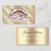 トレンディーバラ金ゴールドグリッターリップメイクアップアーティスト金ゴールド 名刺 (正面/裏面)