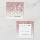 トレンディーバラ金ゴールドグリッター化粧アーティストヘアサロン スクエア名刺 (正面/裏面)